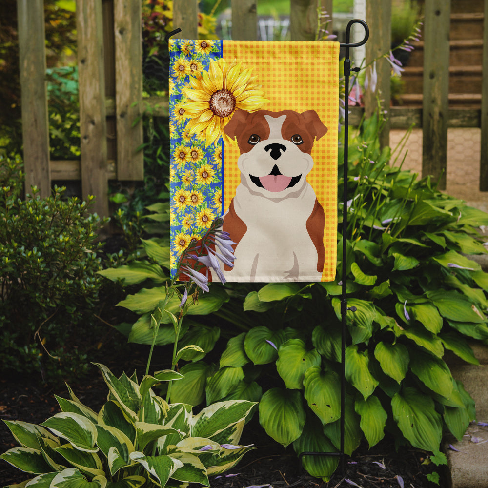 Summer Sunflowers Red English Bulldog Garden Flag