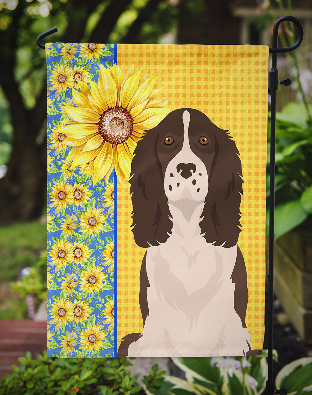 Summer Sunflowers Liver English Springer Spaniel Garden Flag