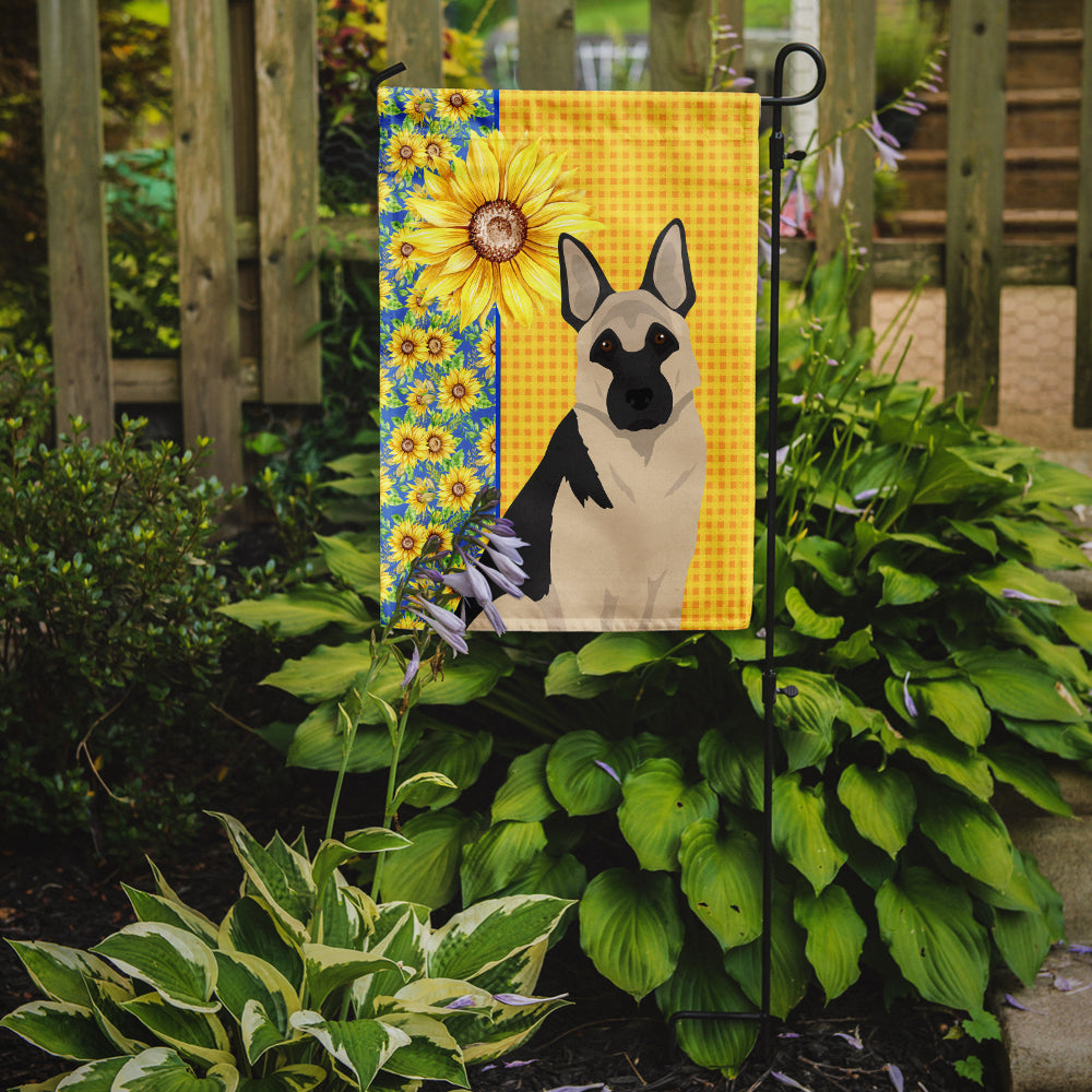 Summer Sunflowers Black and Silver German Shepherd Garden Flag