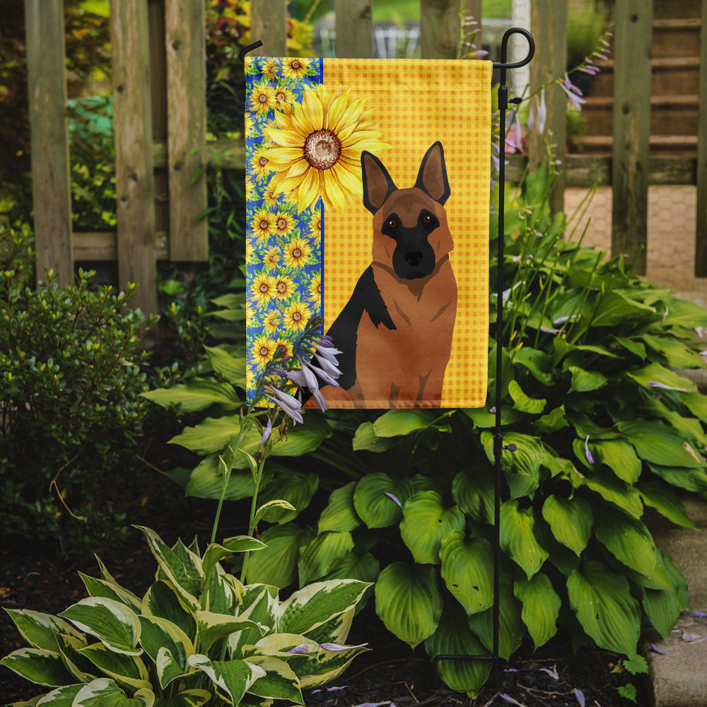 Summer Sunflowers Black and Tan German Shepherd Garden Flag