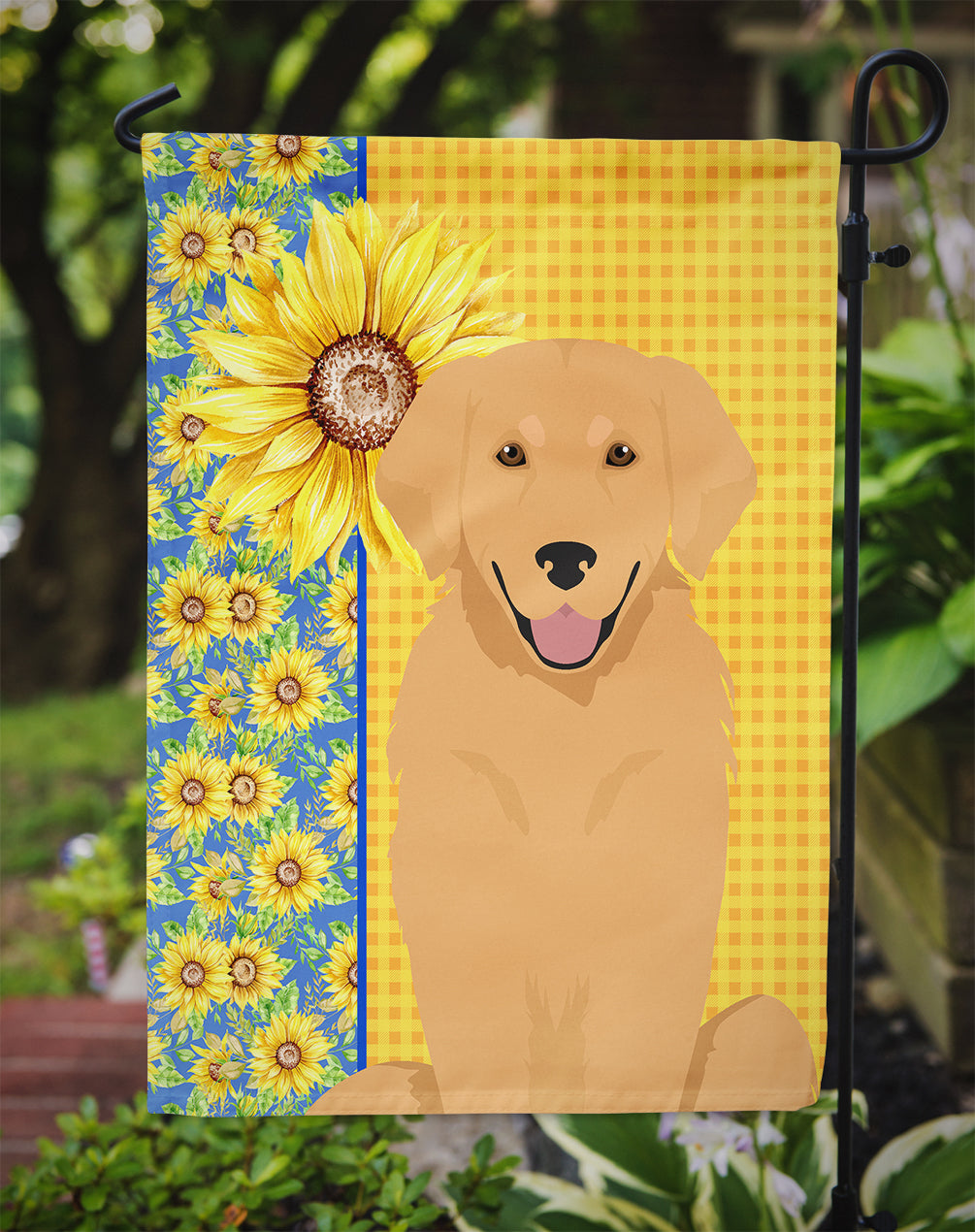 Summer Sunflowers Gold Golden Retriever Garden Flag