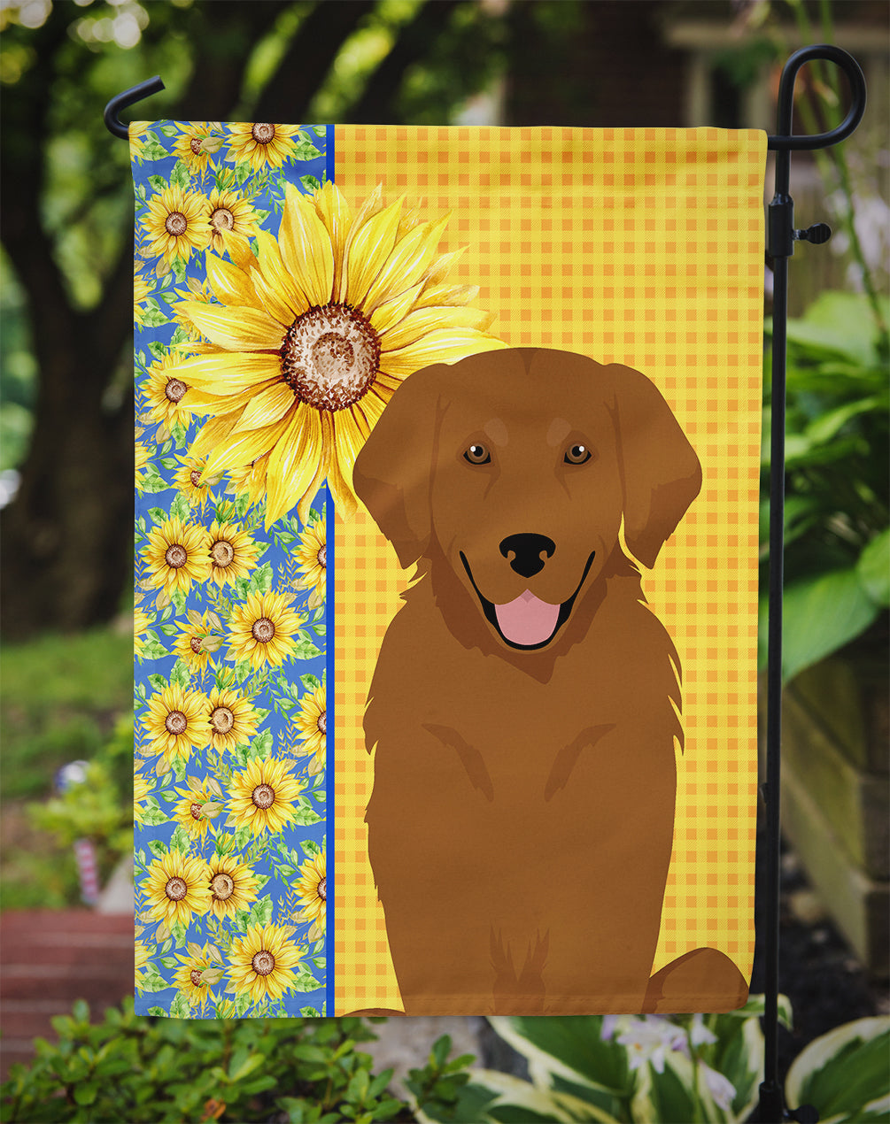 Summer Sunflowers Mahogany Golden Retriever Garden Flag