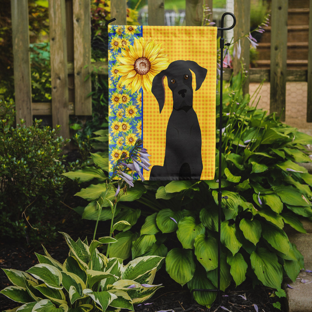 Summer Sunflowers Black Great Dane Garden Flag