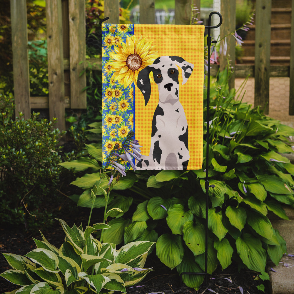 Summer Sunflowers Harlequin Great Dane Garden Flag