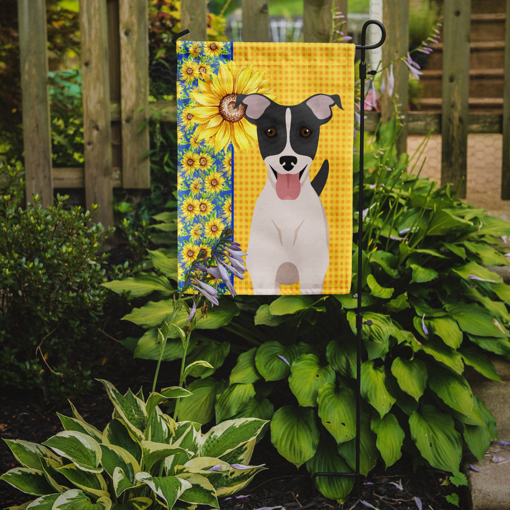 Summer Sunflowers Black White Smooth Jack Russell Terrier Garden Flag