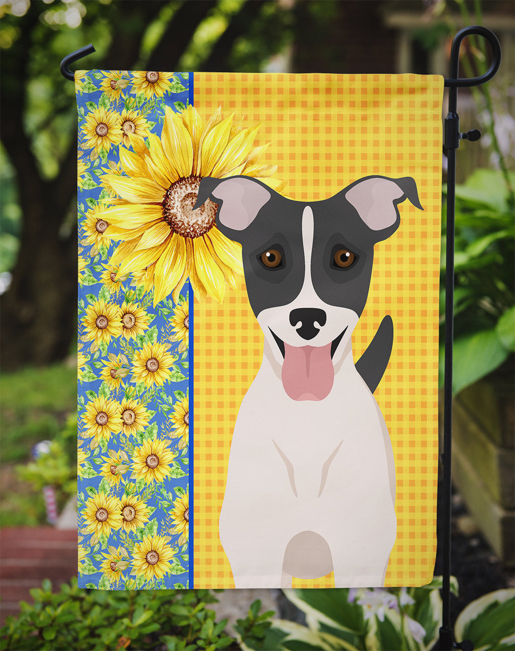 Summer Sunflowers Black White Smooth Jack Russell Terrier Garden Flag