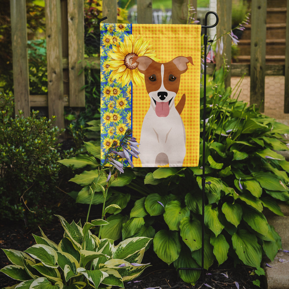 Summer Sunflowers Brown White Smooth Jack Russell Terrier Garden Flag