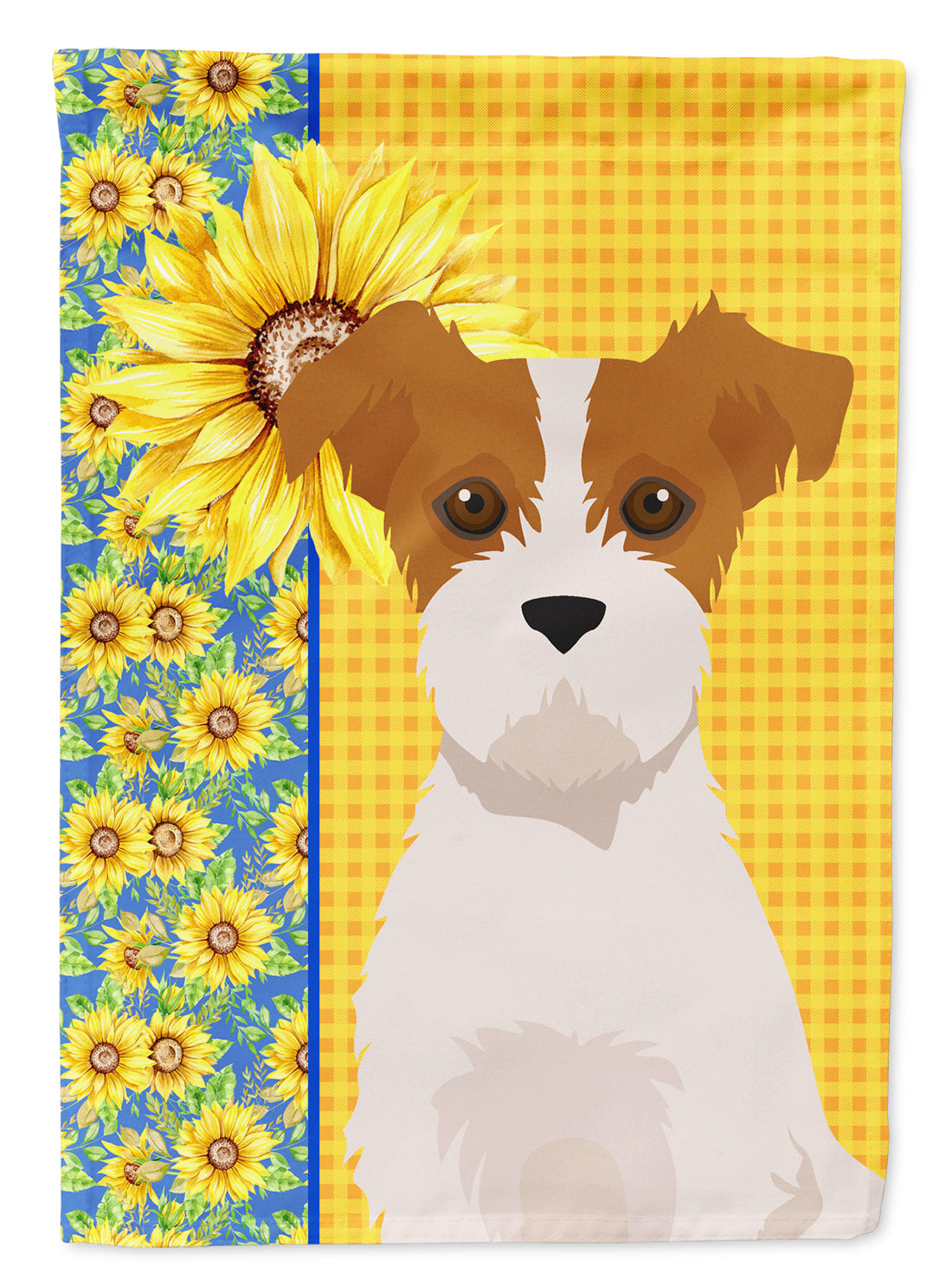 Buy this Summer Sunflowers Brown White Wirehair Jack Russell Terrier Garden Flag