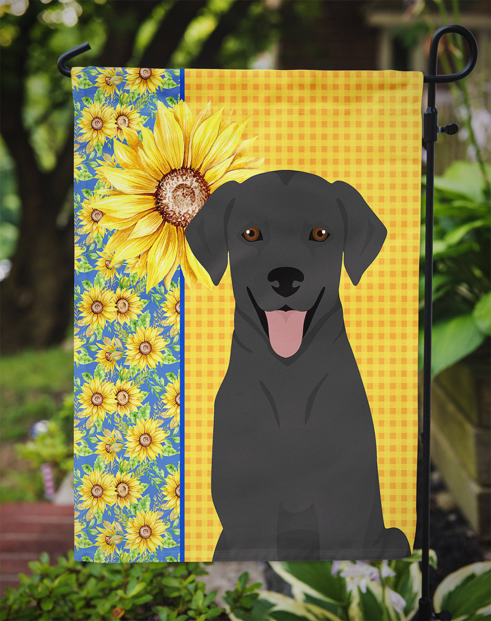 Summer Sunflowers Black Labrador Retriever Garden Flag