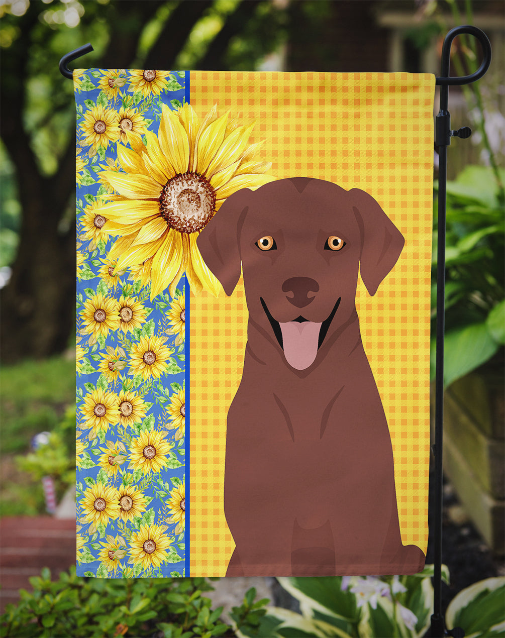 Summer Sunflowers Chocolate Labrador Retriever Garden Flag