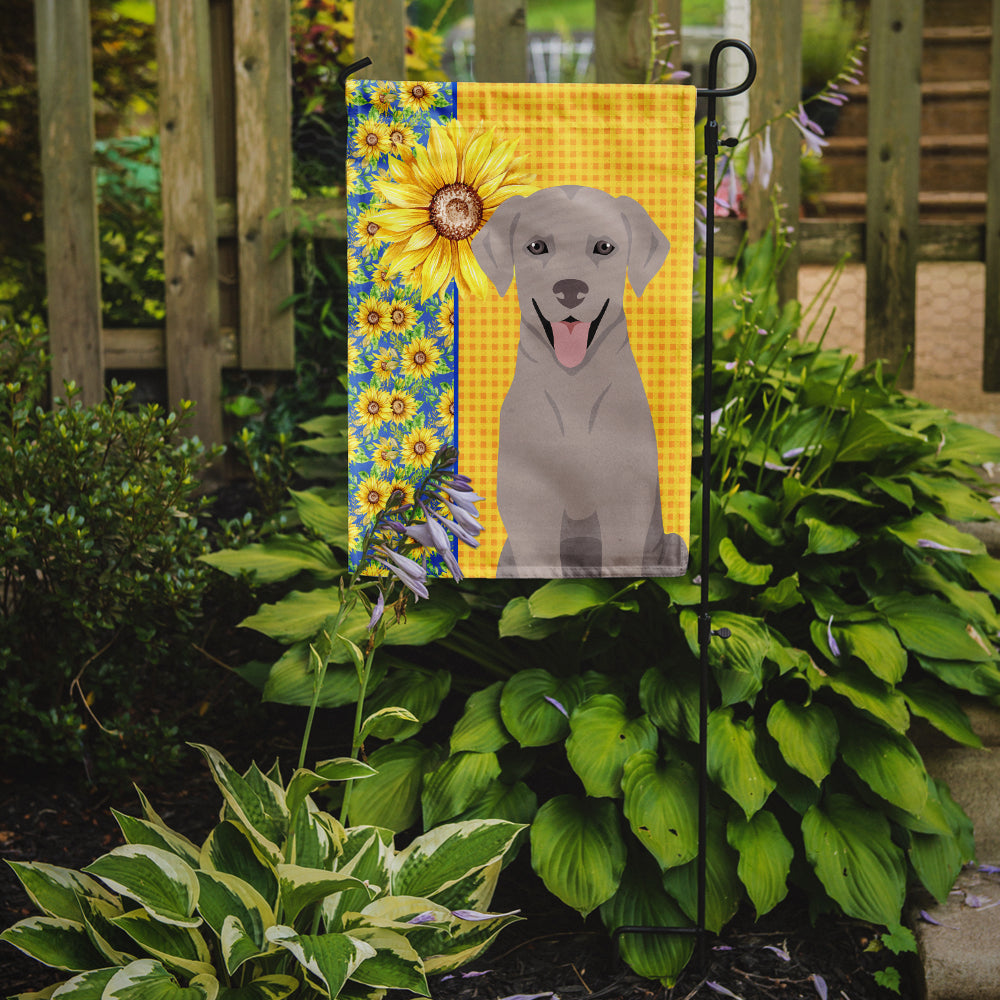 Summer Sunflowers Gray Labrador Retriever Garden Flag