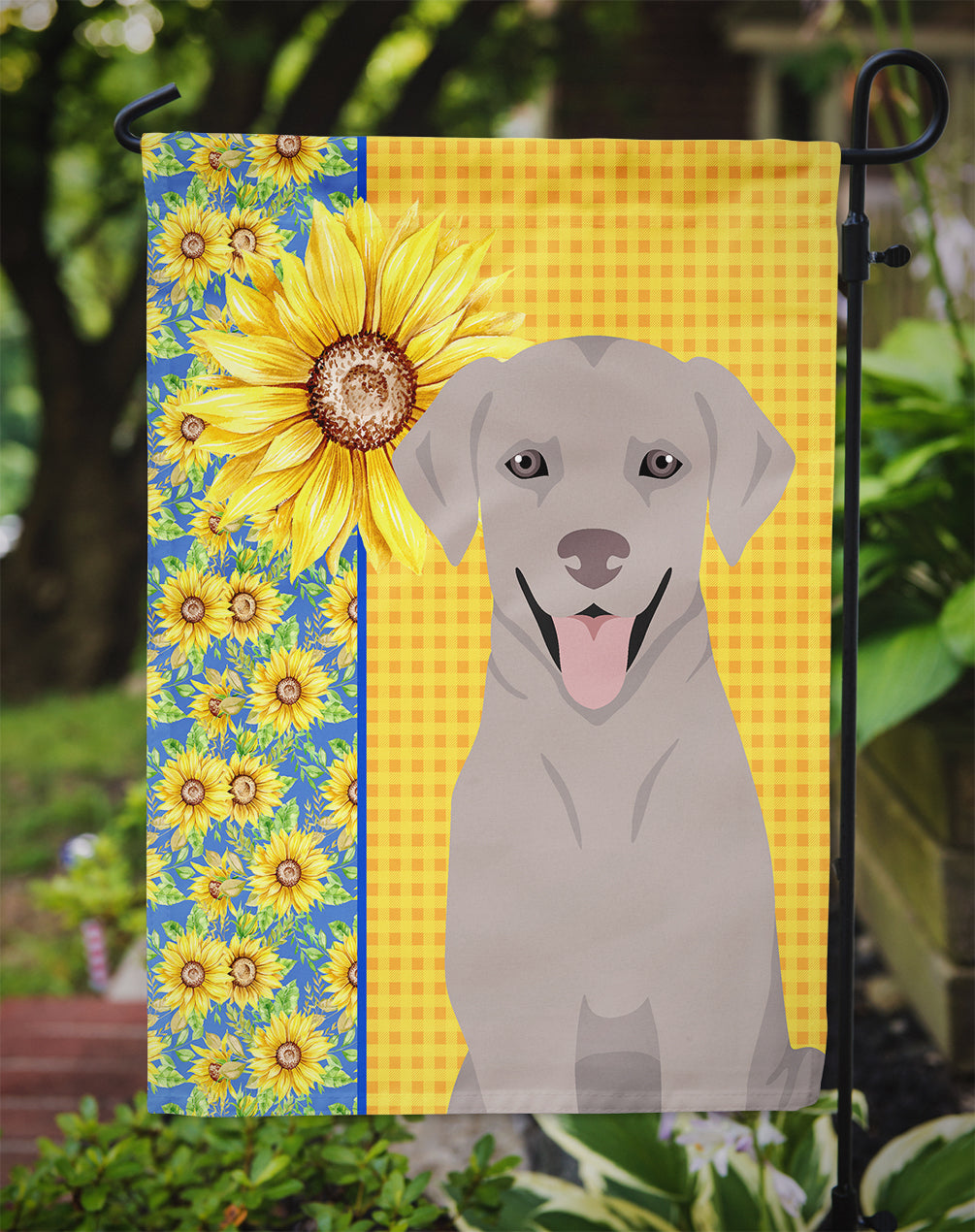 Summer Sunflowers Gray Labrador Retriever Garden Flag