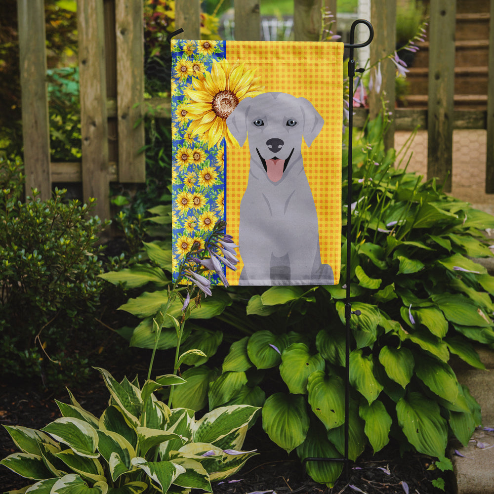 Summer Sunflowers Silver Labrador Retriever Garden Flag