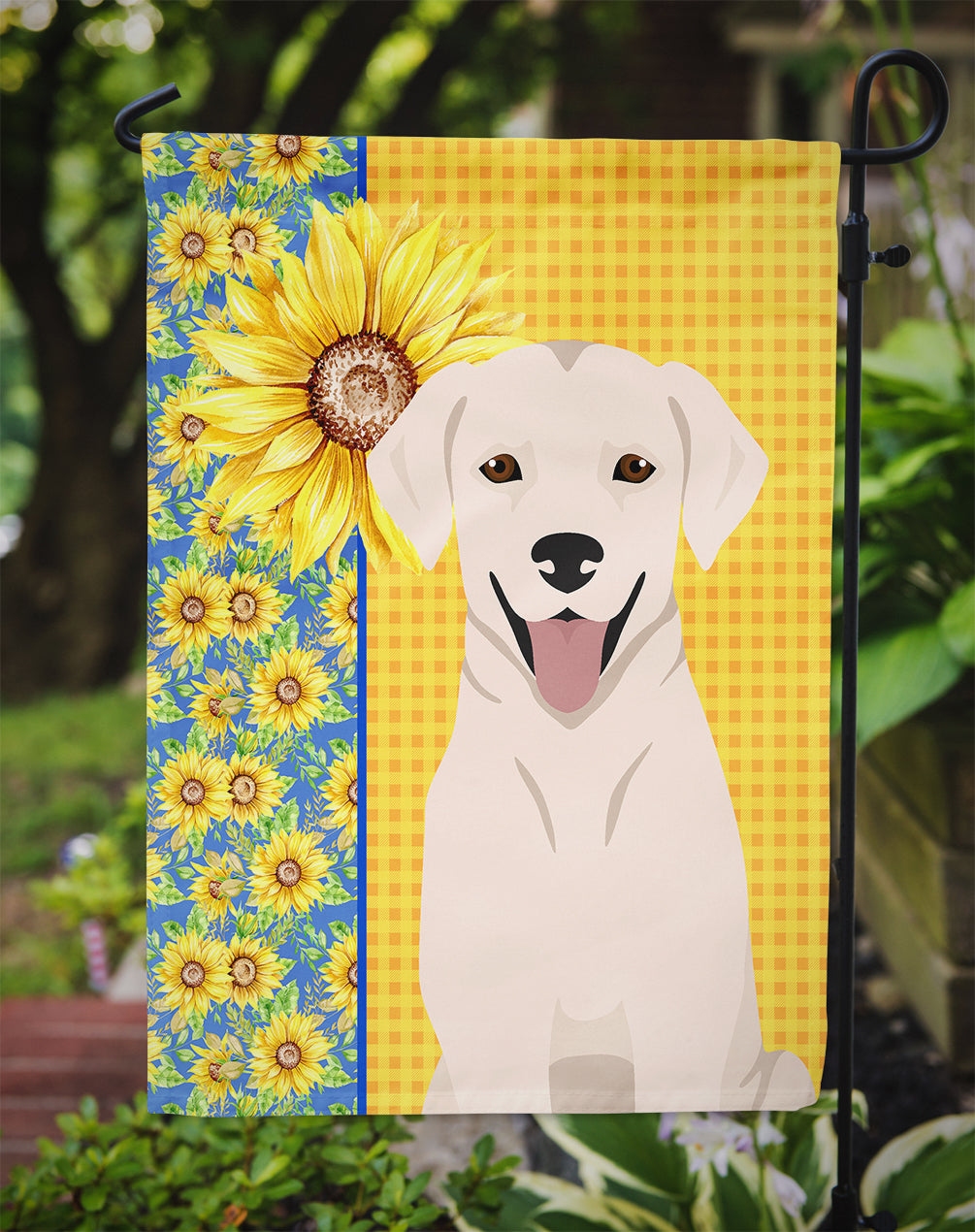 Summer Sunflowers White Cream Labrador Retriever Garden Flag