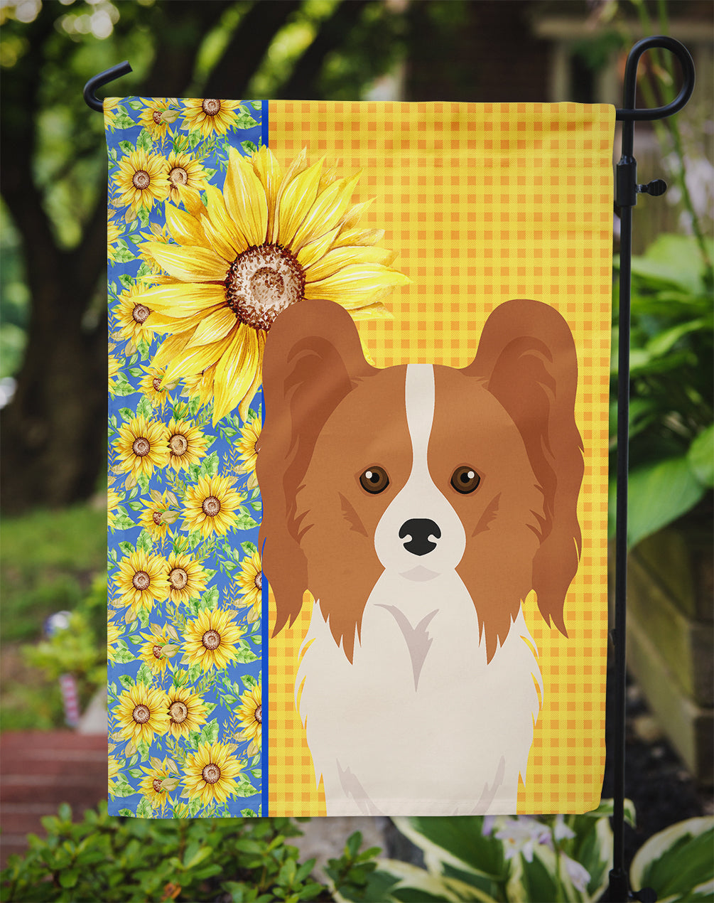 Summer Sunflowers Red and White Papillon Garden Flag