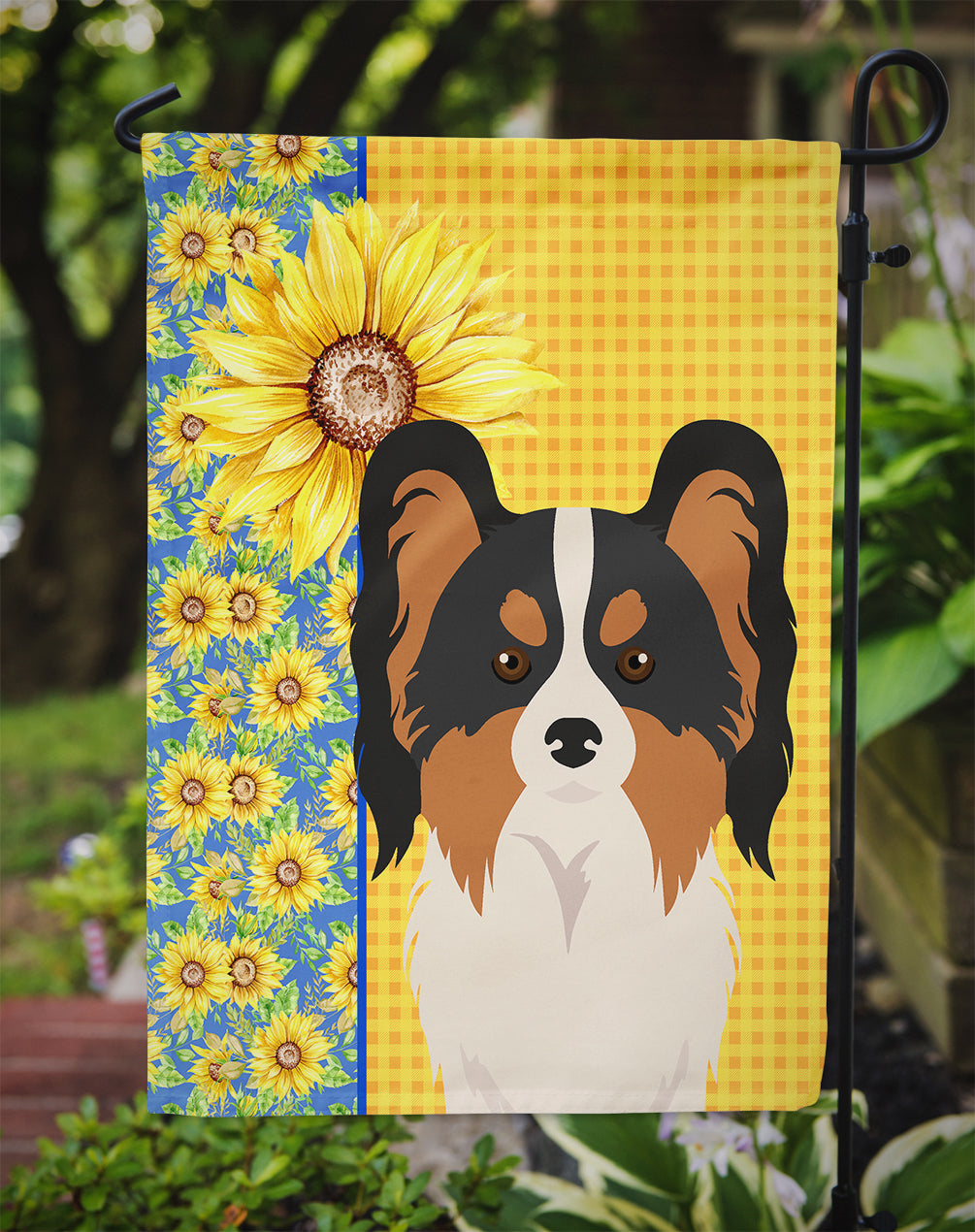 Summer Sunflowers Tricolor Papillon Garden Flag