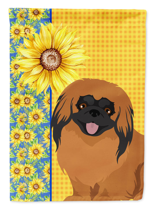 Buy this Summer Sunflowers Red Pekingese Garden Flag