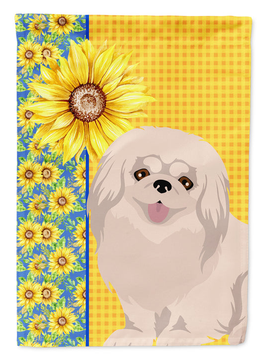 Buy this Summer Sunflowers White Pekingese Garden Flag