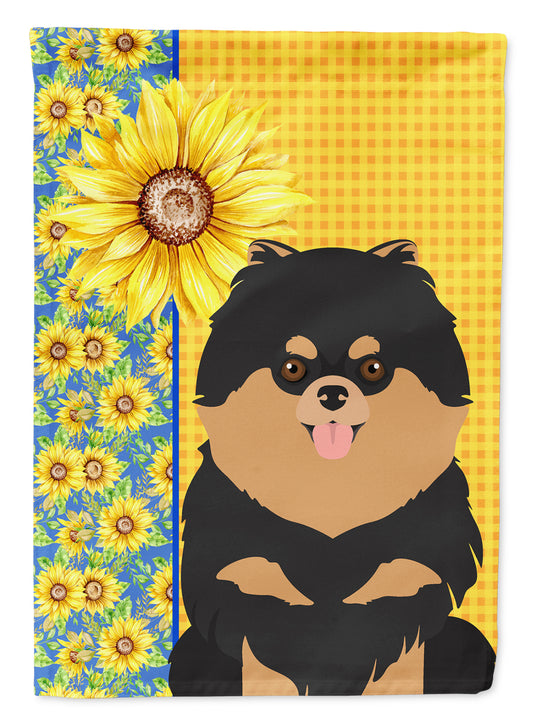 Buy this Summer Sunflowers Black and Tan Pomeranian Garden Flag