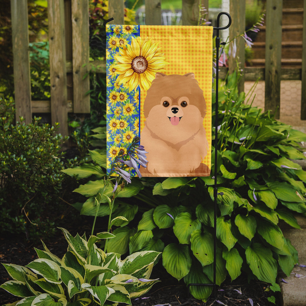 Summer Sunflowers Orange Pomeranian Garden Flag