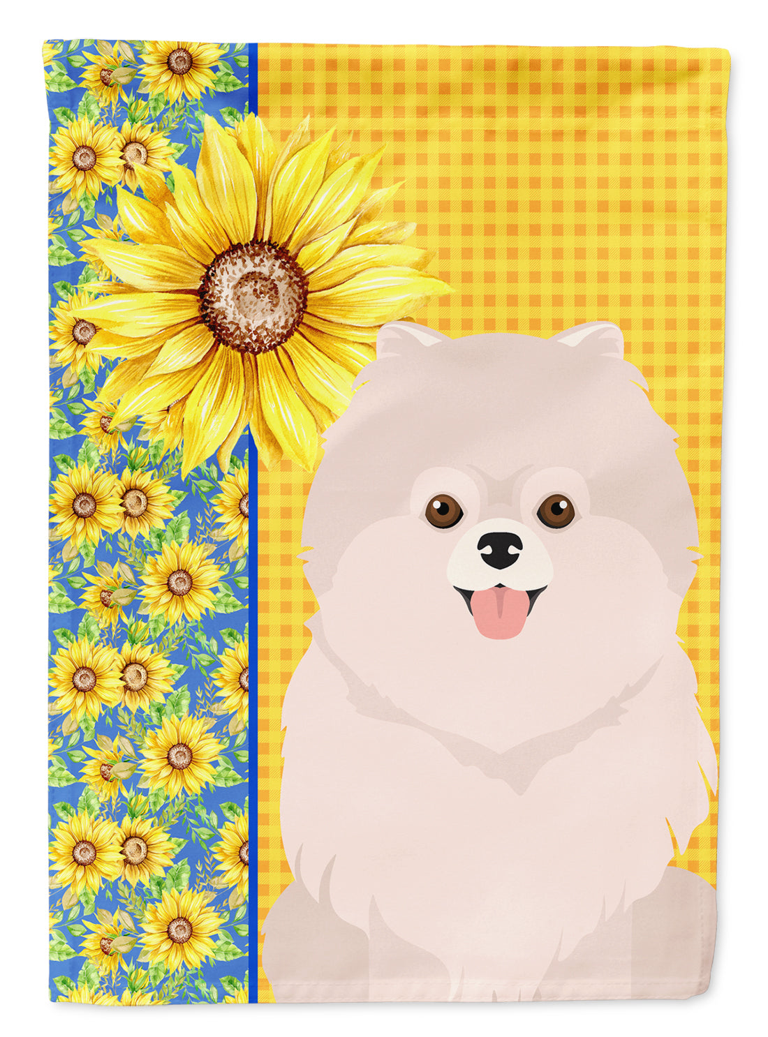 Buy this Summer Sunflowers White Pomeranian Garden Flag