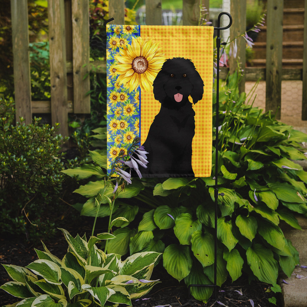 Summer Sunflowers Standard Black Poodle Garden Flag