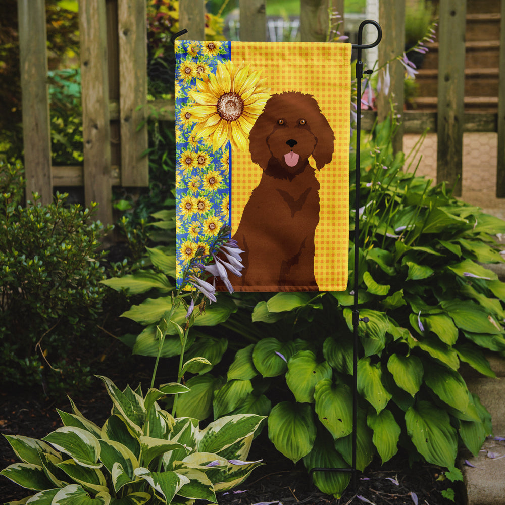 Summer Sunflowers Standard Red Poodle Garden Flag