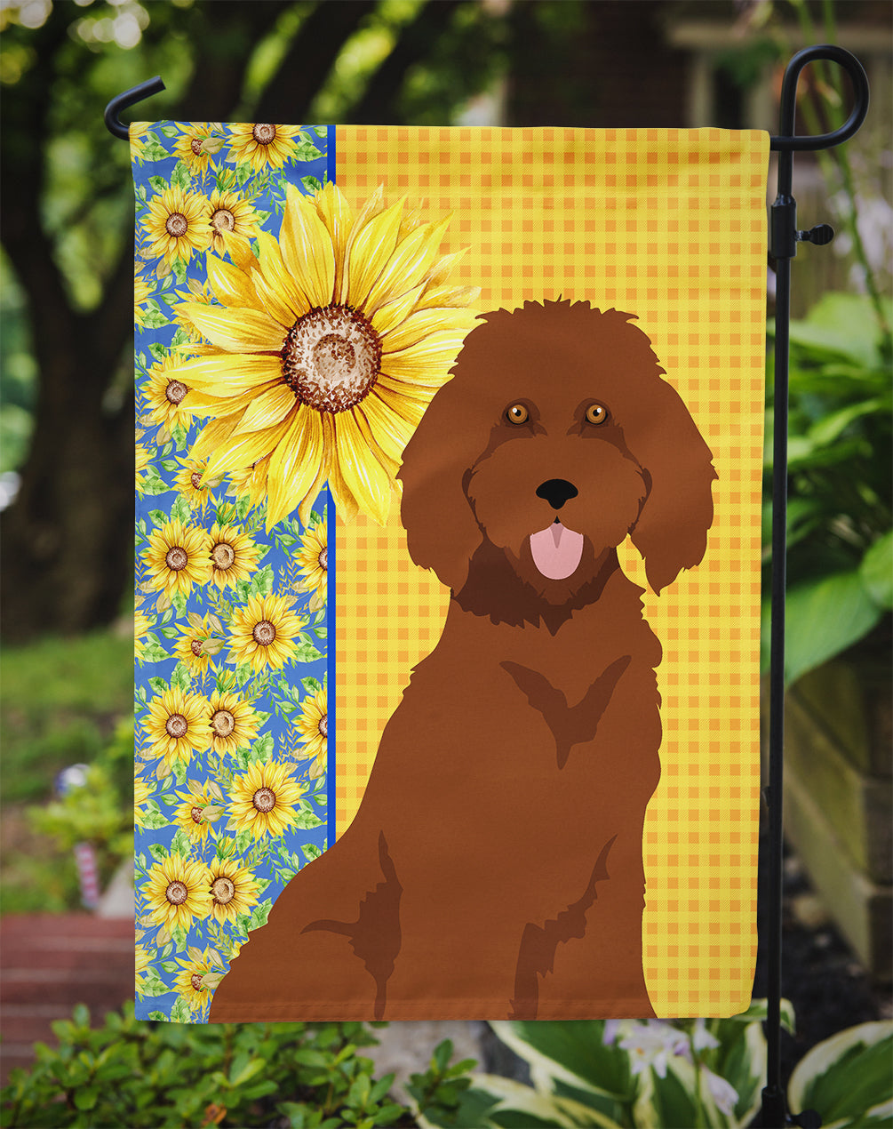 Summer Sunflowers Standard Red Poodle Garden Flag
