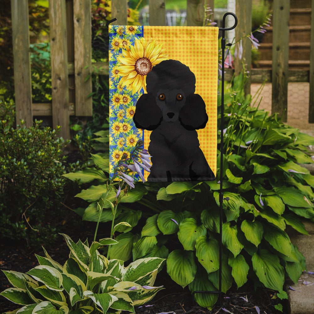 Summer Sunflowers Toy Black Poodle Garden Flag