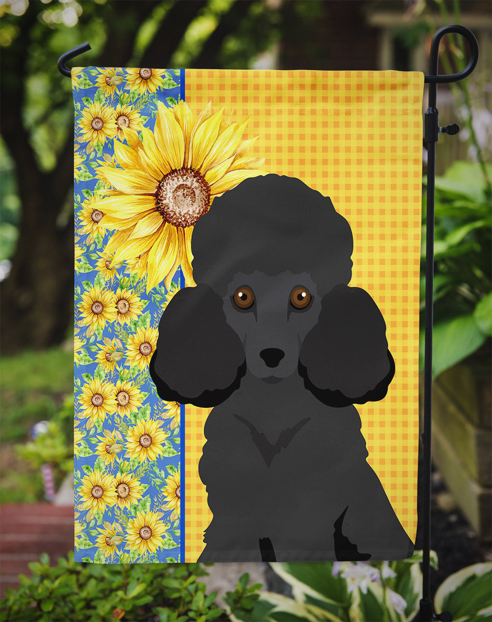 Summer Sunflowers Toy Black Poodle Garden Flag