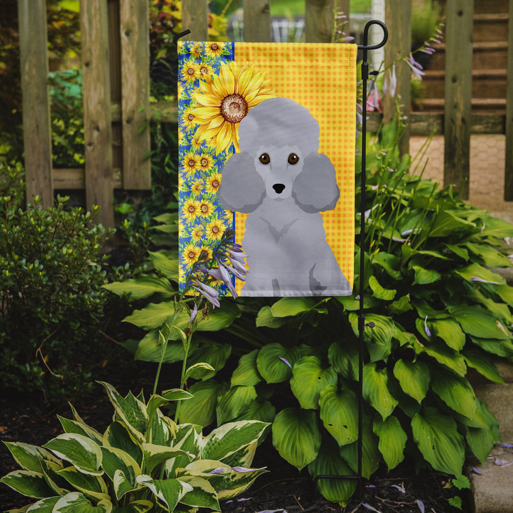 Summer Sunflowers Toy Silver Poodle Garden Flag