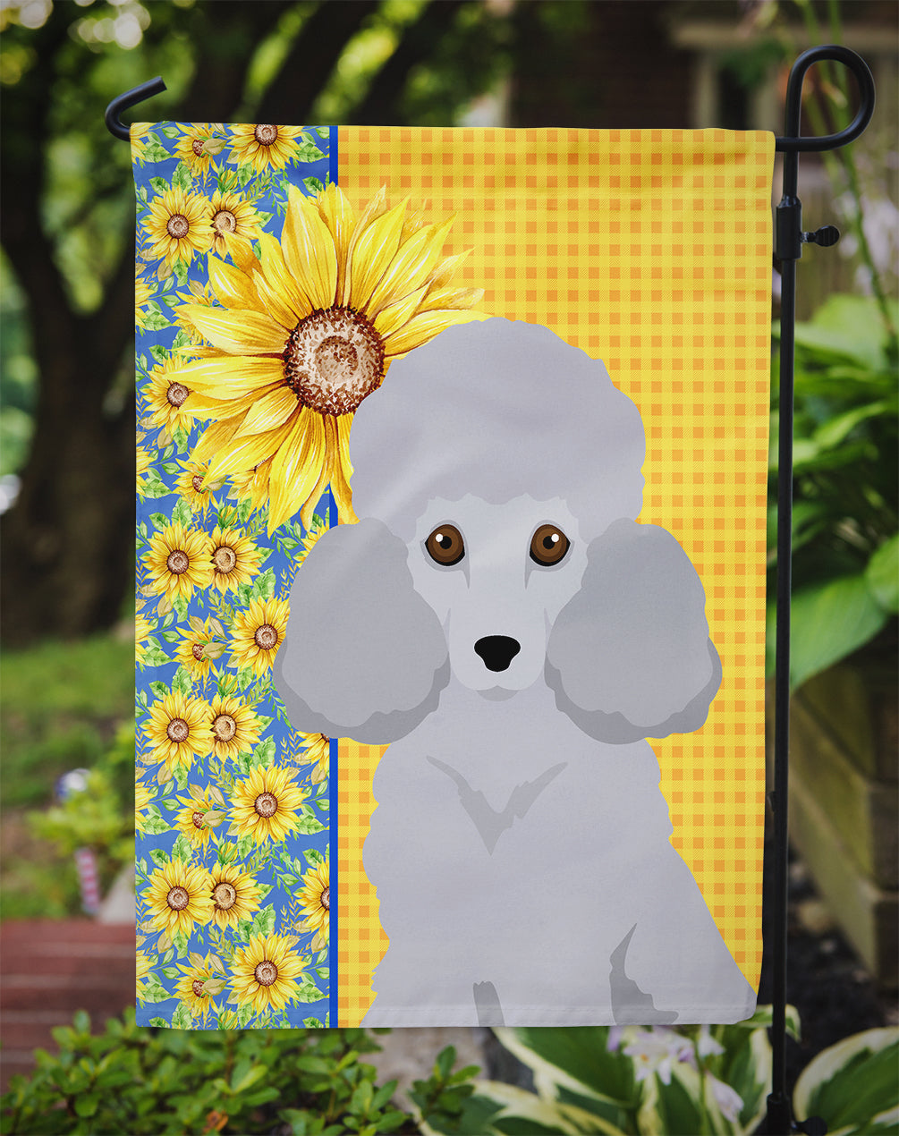 Summer Sunflowers Toy Silver Poodle Garden Flag