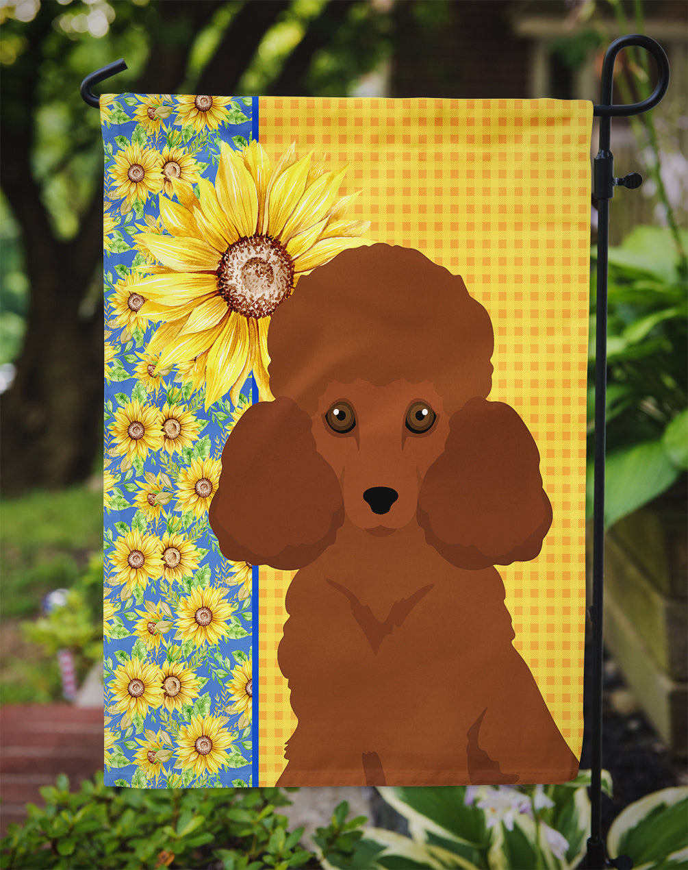 Summer Sunflowers Toy Red Poodle Garden Flag