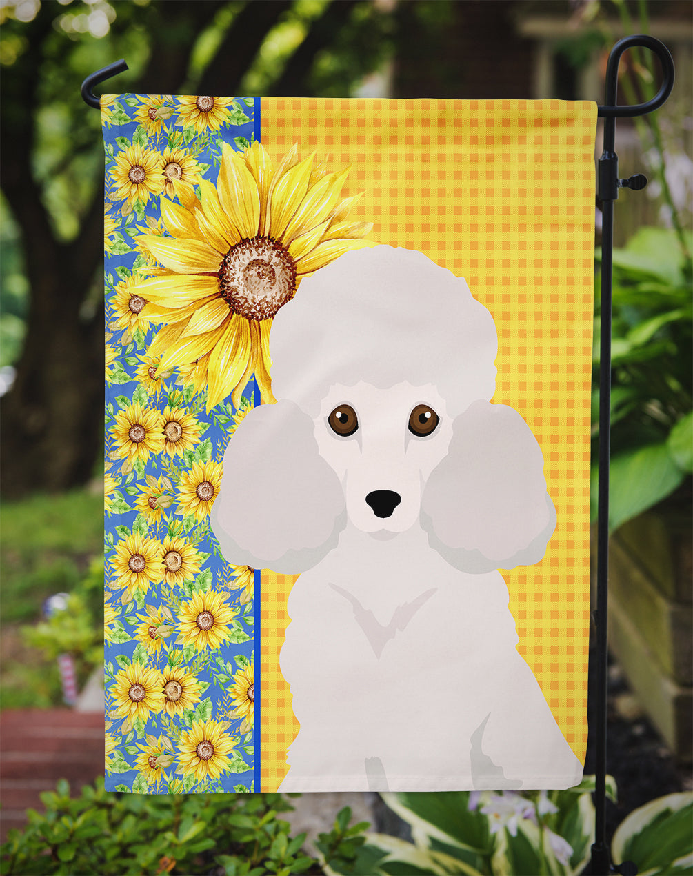 Summer Sunflowers Toy White Poodle Garden Flag