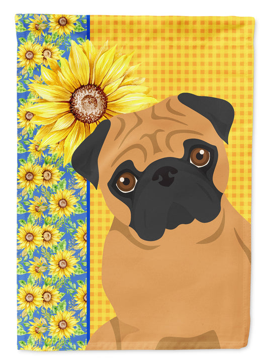 Buy this Summer Sunflowers Apricot Pug Garden Flag