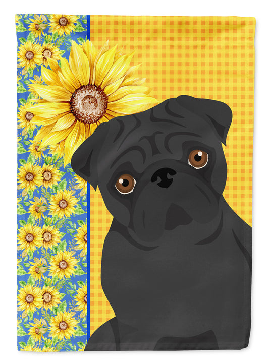 Buy this Summer Sunflowers Black Pug Garden Flag