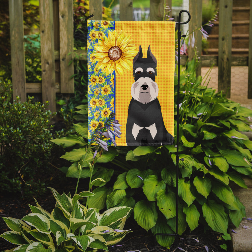 Summer Sunflowers Black and Silver Schnauzer Garden Flag