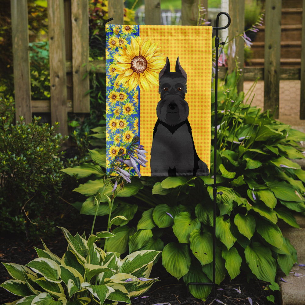 Summer Sunflowers Black Schnauzer Garden Flag