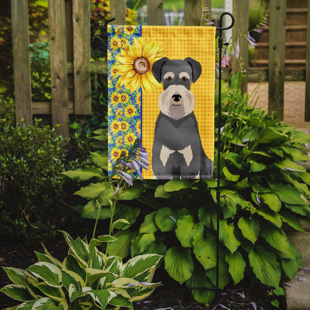 Summer Sunflowers Salt Pepper Natural Ears Schnauzer Garden Flag