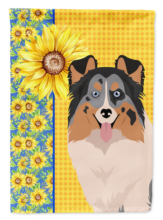 Buy this Summer Sunflowers Blue Merle Sheltie Garden Flag