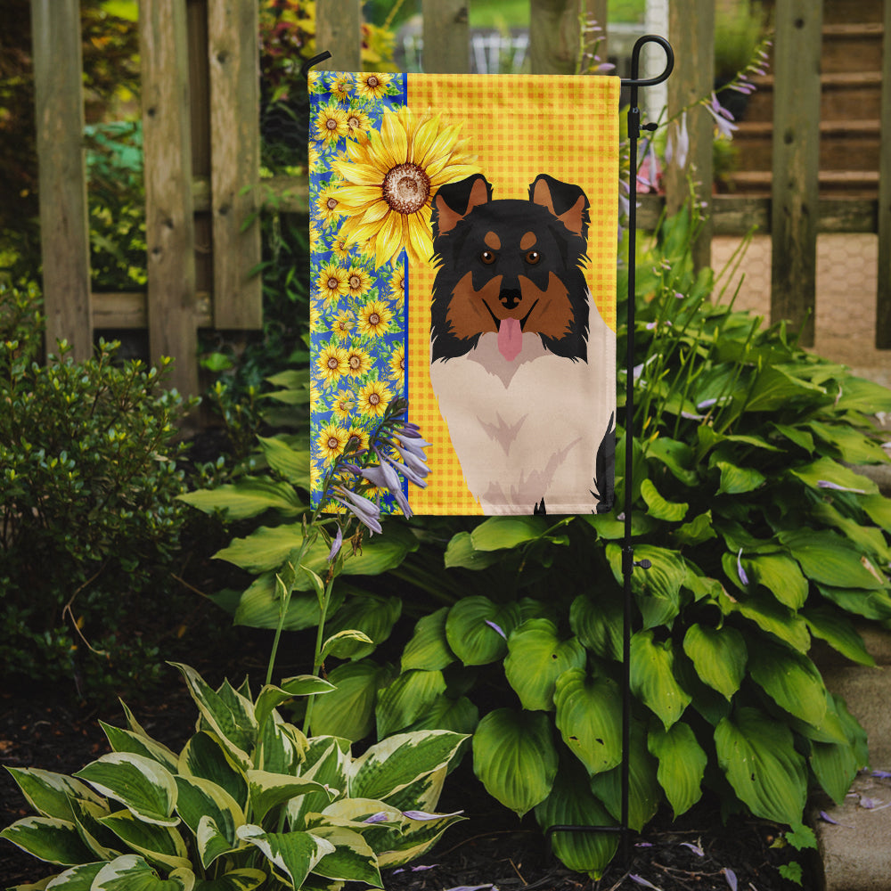 Summer Sunflowers Tricolor Sheltie Garden Flag