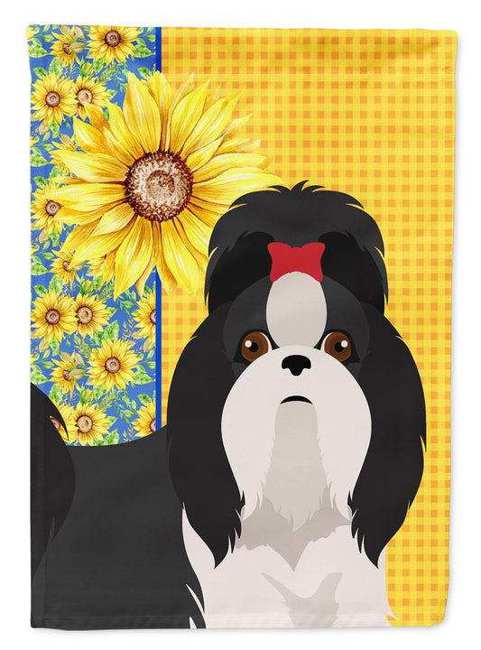 Buy this Summer Sunflowers Black and White Shih Tzu Garden Flag