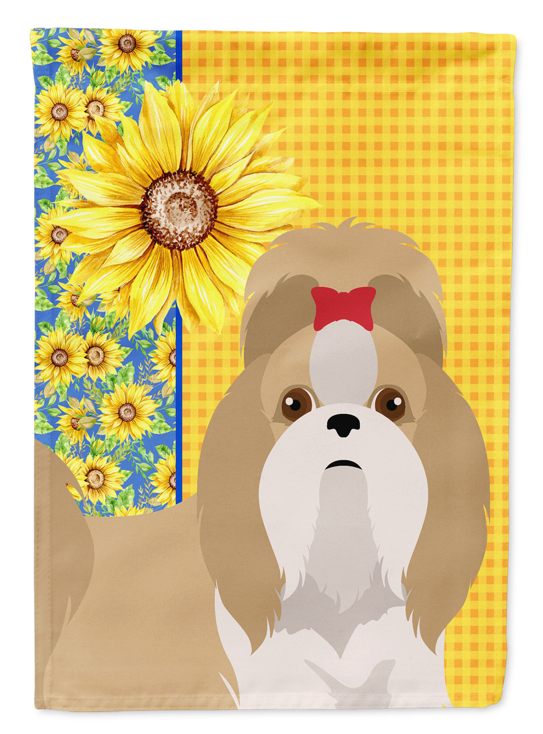 Buy this Summer Sunflowers Gold and White Shih Tzu Garden Flag