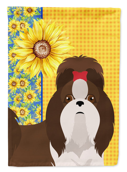 Buy this Summer Sunflowers Liver and White Shih Tzu Garden Flag