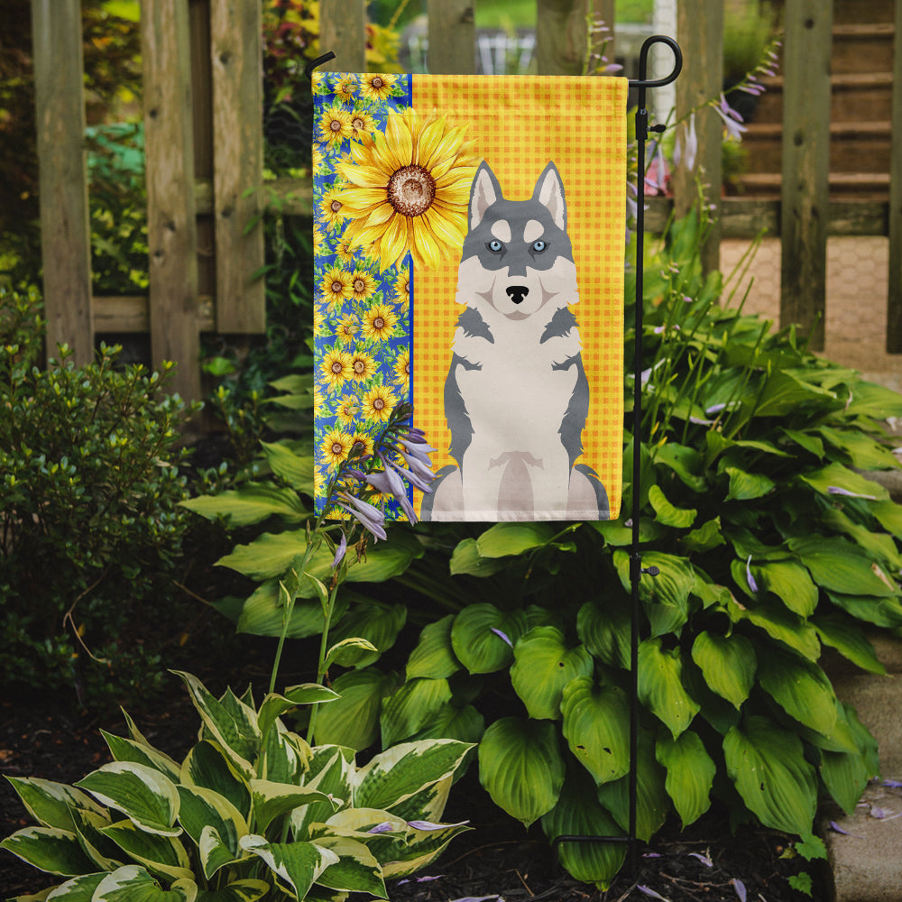 Summer Sunflowers Grey Siberian Husky Garden Flag