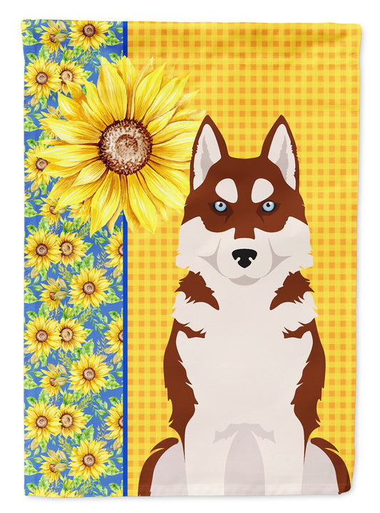 Buy this Summer Sunflowers Red Siberian Husky House Flag