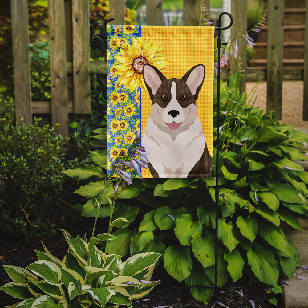 Summer Sunflowers Brindle Cardigan Corgi Garden Flag