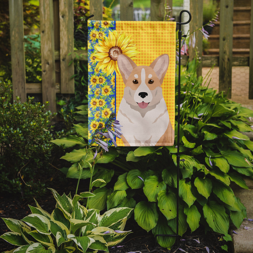 Summer Sunflowers Fawn Cardigan Corgi Garden Flag