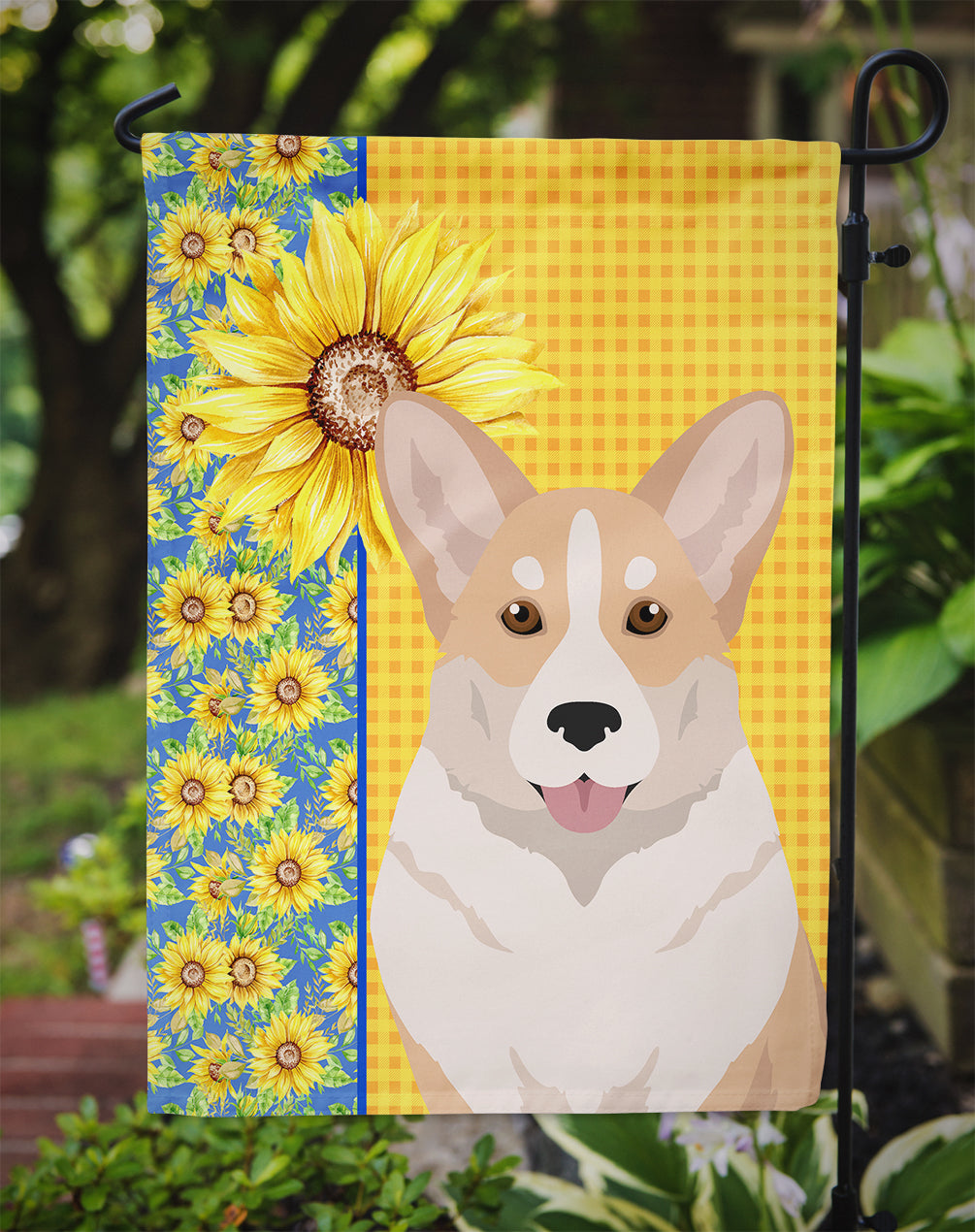 Summer Sunflowers Fawn Cardigan Corgi Garden Flag