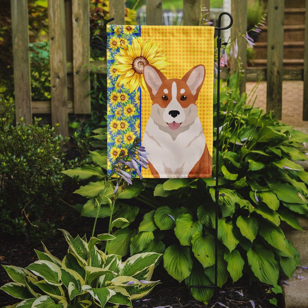 Summer Sunflowers Red Cardigan Corgi Garden Flag